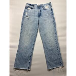 FRAME Denim Women's Le Jane Crop Raw Hem Blue Denim Jeans - 27 (29x26)